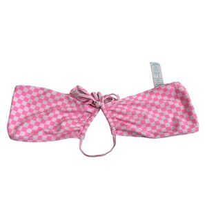 Betty Jade bikini top convertible bandeau halter pink checkered Large strapless
